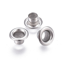 Honeyhandy European Style 201 Stainless Steel Eyelet Core, Grommet for Large Hole Beads, Flat Round, Stainless Steel Color, 8x4.5mm, Hole: 4mm