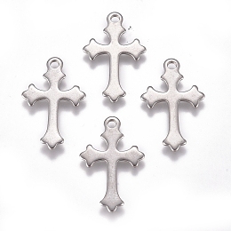 Honeyhandy 201 Stainless Steel Pendants, Laser Cut, Cross, Stainless Steel Color, 18x11.5x0.8mm, Hole: 1.4mm