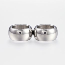 Honeyhandy 304 Stainless Steel Beads, Large Hole Beads, Rondelle, Stainless Steel Color, 16x8mm, Hole: 11mm