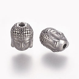 Honeyhandy Stainless Steel Beads, Buddha, Stainless Steel Color, 10.5x8x8mm, Hole: 2mm