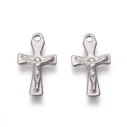 Honeyhandy 304 Stainless Steel Pendants, For Easter, Crucifix Cross, Stainless Steel Color, 16.5x9.5x1.8~1.9mm, Hole: 1.4mm