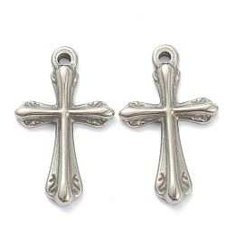 Honeyhandy 304 Stainless Steel Pendants, Cross, Stainless Steel Color, 23x14x2.5mm, Hole: 1.5mm