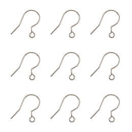 Honeyhandy Stainless Steel Earring Hooks, Dangle Earring Findings, Stainless Steel Color, 18.5x16.5x0.5mm, Hole: 1.5mm, 21 Gauge, Pin: 0.7mm