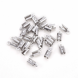 Honeyhandy Brass Folding Crimp Ends, Fold Over Crimp Cord Ends, Platinum, 8x3~3.5mm, Hole: 1mm, Inner Diameter: 3mm