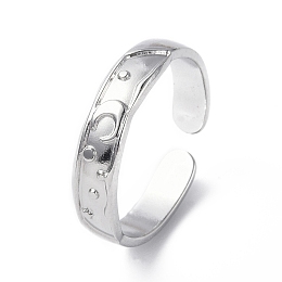 Honeyhandy 304 Stainless Steel Crescent Moon Open Cuff Ring for Women, Stainless Steel Color, Inner Diameter: 17mm