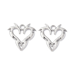 Honeyhandy 304 Stainless Steel Pendants, Heart Charm, Stainless Steel Color, 20x20x2mm, Hole: 2.3mm