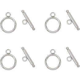 UNICRAFTALE 5 Sets Stainless Steel Toggle Clasps Bar and Ring Toggle Clasps Jewelry Components End Clasps for Bracelet Necklace Making