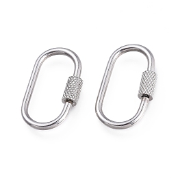 Honeyhandy 304 Stainless Steel Screw Carabiner Lock Charms, for Necklaces Making, Oval, Stainless Steel Color, 26x14x4mm, Screw: 8x4mm