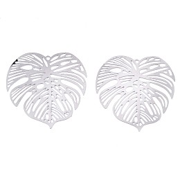 Honeyhandy 201 Stainless Steel Filigree Pendants, Etched Metal Embellishments, Tropical Leaf Charms, Monstera Leaf, Stainless Steel Color, 32x32x0.3mm, Hole: 1.2mm