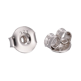 Honeyhandy 925 Sterling Silver Ear Nuts, with 925 Stamp, Rhodium Plated, 6x6.5x3.5mm, Hole: 1mm