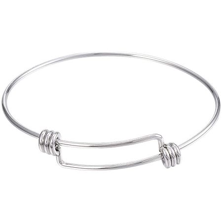 Arricraft 20pcs Stainless Steel Wire Bracelet Adjustable Bangle Bracelet Blank Cuff Bracelet for Jewelry Making, 2.4” - Original Color