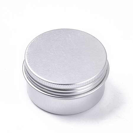 Honeyhandy Round Aluminium Tin Cans, Aluminium Jar, Storage Containers for Cosmetic, Candles, Candies, with Screw Top Lid, Platinum, 5x2.6cm