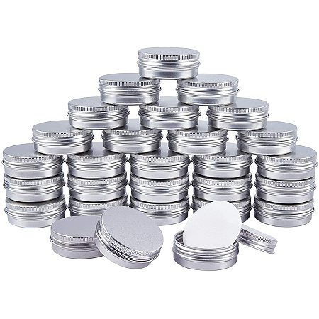 NBEADS 27 Pcs 30ml Round Aluminum Cans, 1 Ounce Silver Empty Tin Jars Refillable Metal Storage Containers with Screw Lid for Crafts DIY Salve Spices Candies Cosmetic and Tea