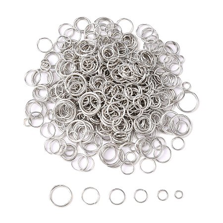 Honeyhandy Iron Jump Rings, Open Jump Rings, Mixed Size, Platinum, 18~21 Gauge, 4~10x0.7~1mm