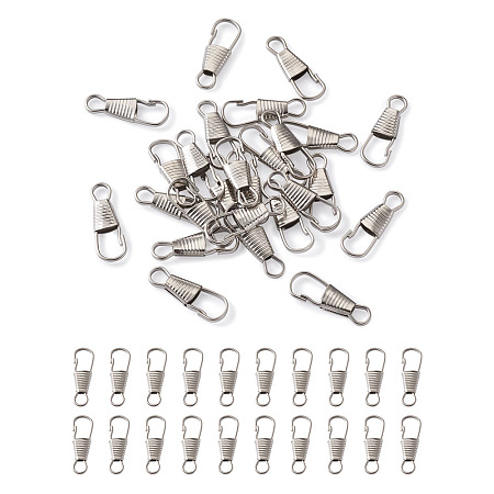 Iron Keychain Clasp Findings, Platinum, 25x9x3mm, Hole: 5x4mm