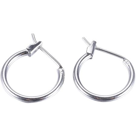 Arricraft 100 Pieces 15mm Brass Hoop Earring Open Loop Cute Huggie Earrings Leverback Ear Wire for Earring Making, Platinum