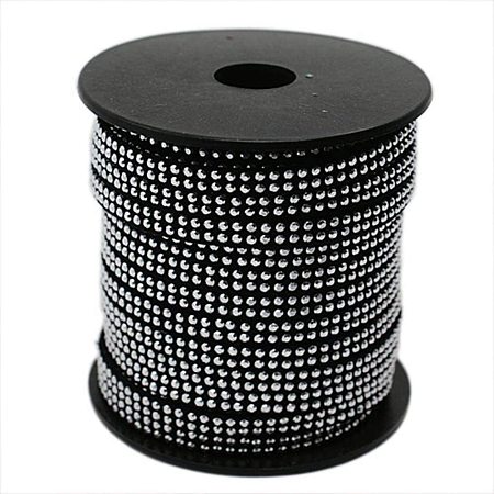 Pandahall Elite about 20 Yards/roll Platinum Aluminum Studded Korea Faux Suede Cord Suede Cords Laces Micro Fiber Cord Flat Velvet Black Beading Thread for Beading Crafts Jewellery Bracelets Making 5x2mm