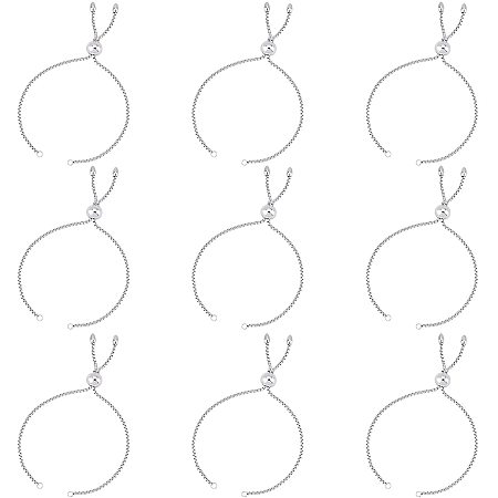 UNICRAFTALE 10pcs 304 Stainless Steel Slider Bracelet Bolo Bracelets Makings with Box Chains for DIY Jewelry Making Handmaking