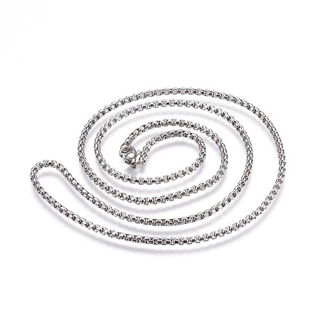 Honeyhandy 304 Stainless Steel Box Chain Necklaces, Stainless Steel Color, 23.62 inch(60cm)