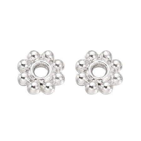 NBEADS 300 Pcs 5mm Alloy Flower Bead Spacer for Jewelry Making, Platinum, Hole: 1mm