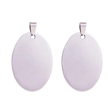 BENECREAT 20PCS Stainless Steel Blank Stamping Tag Pendants Charms with Snap on Bails for DIY Jewelry Making (Oval Shape, 1.65