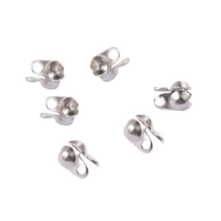 NBEADS 200pcs 304 Stainless Steel Smooth Surface Bead Tips, Stainless Steel Color