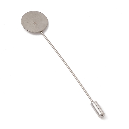 Honeyhandy 304 Stainless Steel Lapel Pins Base Settings, with Flat Round Pads, Stainless Steel Color, 76mm