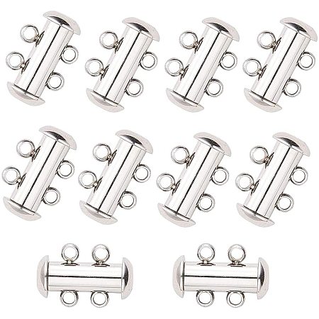 10 Sets Stainless Steel Slide Lock Clasps Tube Necklace Multilayer Chain  Clasp Connectors 2 Strands Jewelry Clasps for Necklace Bracelet Jewelry  Findings 15x10x6.5mm Hole 1.8mm 