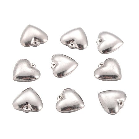 Arricraft 10 pcs 304 Stainless Steel Heart Charms Pendants for Jewelry Making, 15x15.5x5mm, Hole: 1mm