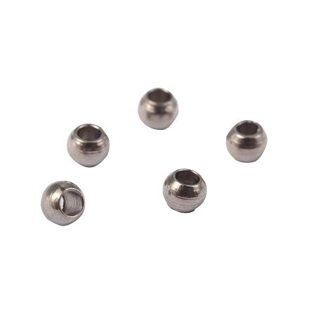 ARRICRAFT 304 Stainless Steel Spacer Beads, Round, Stainless Steel Color, 2x1.5mm, Hole: 1mm