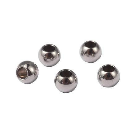 ARRICRAFT 304 Stainless Steel Spacer Beads, Round, Stainless Steel Color, 4x3mm, Hole: 2mm