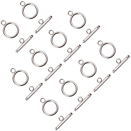Arricraft About 50 Sets Stainless Steel Toggle Clasps Tbar and Ring Toggle Clasps Jewelry Connectors End Clasps DIY Crafts Findings for Bracelet Necklace Jewelry Making