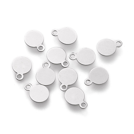 Honeyhandy 304 Stainless Steel Charms, Stamping Blank Tag, Laser Cut, Flat Round, Stainless Steel Color, 6.5x5x0.2mm, Hole: 1mm