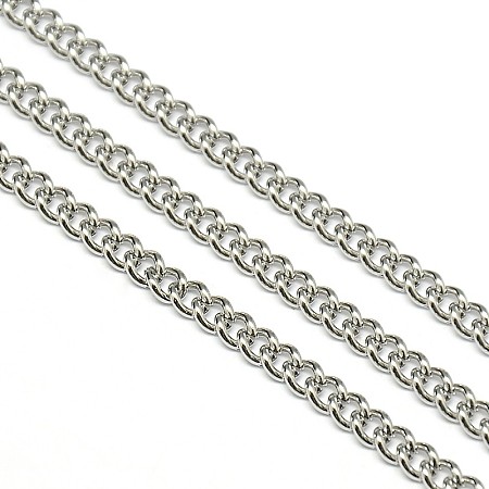 Honeyhandy 304 Stainless Steel Curb Chains, Unwelded, Stainless Steel Color, 4x3x2mm