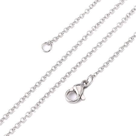 Honeyhandy 304 Stainless Steel Cable Chain Necklaces, with Lobster Claw Clasps, Stainless Steel Color, 17.7 inch(45cm), 1.5mm