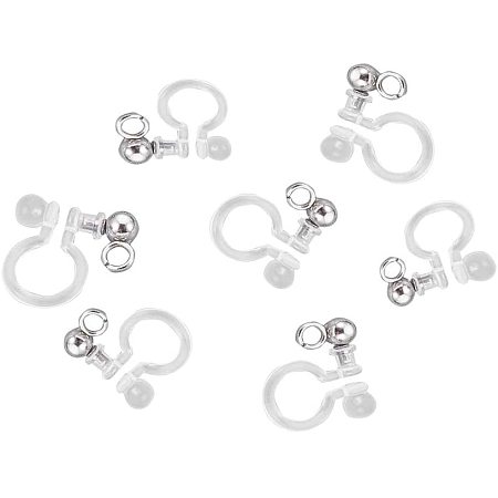 UNICRAFTALE 50PCS Clear U Type Clip-on Earring Converters Stainless Steel and Plastic Clip-on Earring Findings Components with Loop for Non-Pierced Ears DIY Earrings Making 11x11x3mm Hole 1.5mm