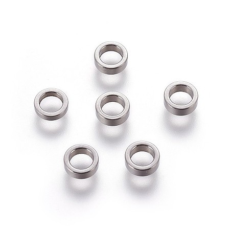 ARRICRAFT 304 Stainless Steel Spacer Beads, Flat Round, Stainless Steel Color, 6x2mm, Hole: 4mm