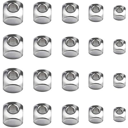 PandaHall Elite 100pcs 5 Sizes Metal Cube Beads Stainless Steel Spacer Beads Large Hole Spacer Beads for Bracelet Necklace Jewelry Making