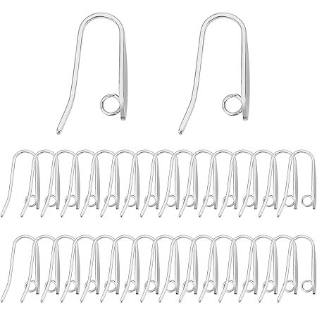UNICRAFTALE 50pcs 304 Stainless Steel Earring Hooks Stainless Steel Ear Wire with Loop Hypoallergenic Ear Wires for DIY and Jewelry Making, Stainless Steel Color, Pin 0.7x1mm