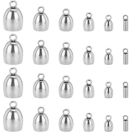 UNICRAFTALE About 36pc 2/3/4/5/6/8mm Cord End Stainless Steel Wire