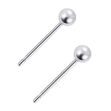 BENECREAT 10 PCS Sterling Silver Plated Earring Studs Earring Posts Ball Studs for DIY Making Findings - 14x3mm