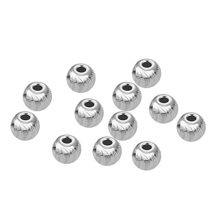 BENECREAT 12PCS Sterling Silver Round Beads Corrugated Beads for Necklaces, Bracelets and Jewelry Making - 5x1mm