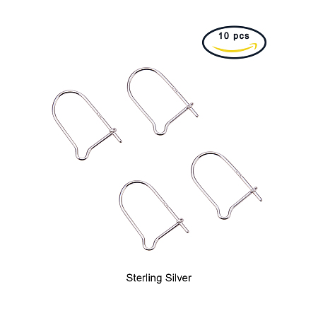 PandaHall Elite 925 Sterling Silver Earring Hoop Components Kidney Wires Hooks 16x10x0.6mm Lever Back Earrings 10pcs/bag