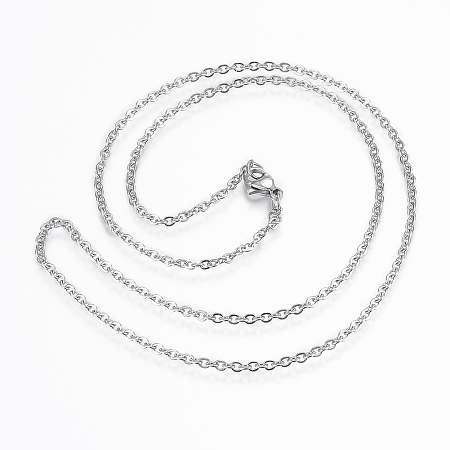 Honeyhandy 304 Stainless Steel Cable Chain Necklaces, with Lobster Claw Clasps, Stainless Steel Color, 17.7 inch(45cm), 10strand/bag