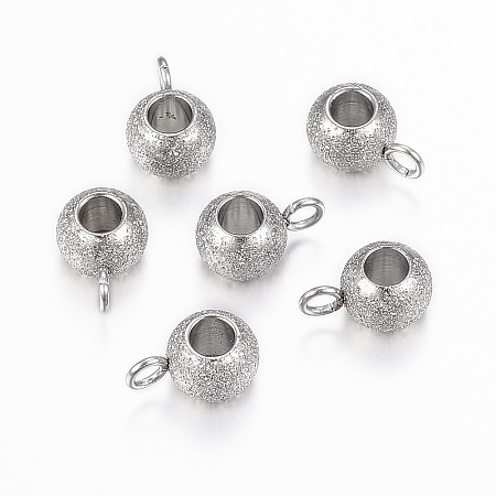 Honeyhandy 304 Stainless Steel Tube Bails, Loop Bails, Textured, Rondelle Bail Beads, Stainless Steel Color, 9x6x4.5mm, Hole: 2mm, Inner diameter: 3mm