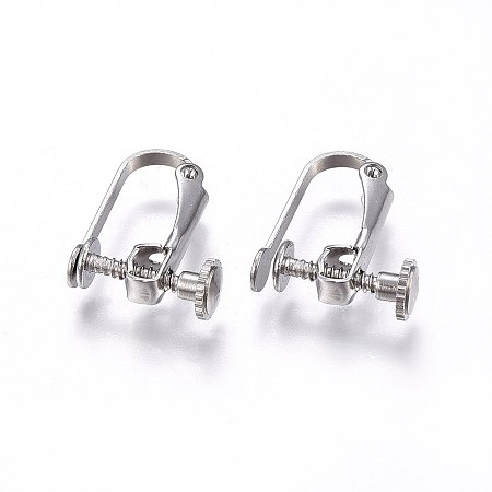 Honeyhandy 304 Stainless Steel Clip-on Earring Findings, Stainless Steel Color, 15x12.5x5mm