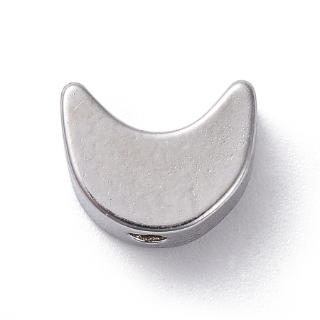 Honeyhandy Brass Beads, Long-Lasting Plated, Moon, Real Platinum Plated, 5.4x6.9x3mm, Hole: 1mm