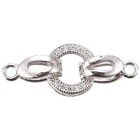 CHGCRAFT 5 Set Brass Micro Pave Cubic Zirconia Fold Over Clasps Oval Shaped Long-Lasting Real Platinum Plated Clasps for Jewelry Making