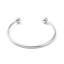 Honeyhandy Screw End Ball 304 Stainless Steel Wire Open Cuff Bangle, Torque Bangle for Women, Stainless Steel Color, Inner Diameter: 2-3/8 inch(6cm)