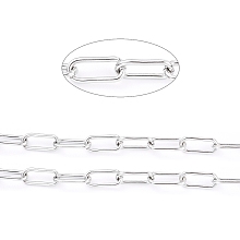 Honeyhandy 304 Stainless Steel Paperclip Chains, Drawn Elongated Cable Chain, Unwelded, with Spool, Stainless Steel Color, 16.8x7.2x1.5mm, about 32.8 Feet(10m)/roll